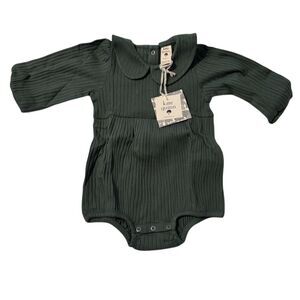 Kate Quinn Unisex Baby Romper 9-12M Green Peter Pan Collar Long Sleeve